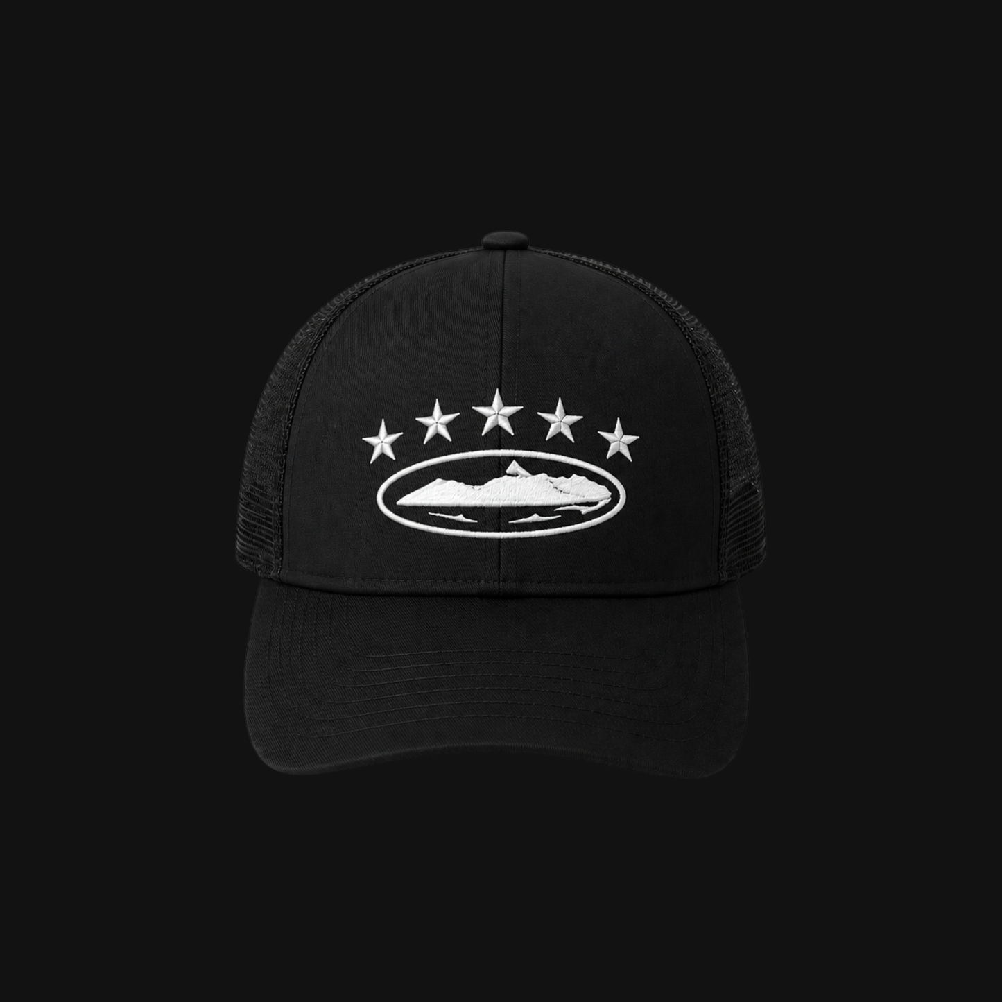 (Limited Edition) Corteiz 5 Starz Alcatraz Black Trucker Cap