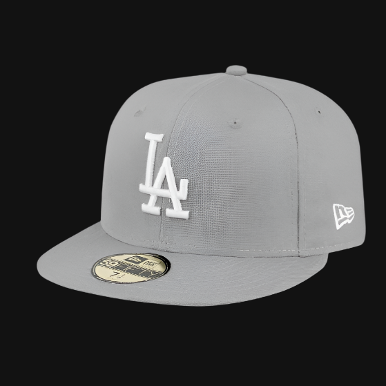 LA Dodgers MLB Basic Grey 59FIFTY Fitted Cap front